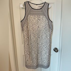 LOFT sleeveless white & black lace sundress. Size 14. NWT.